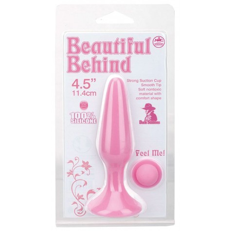 Розовая анальная пробка BEAUTIFUL BEHIND SILICONE BUTT PLUG - 11,4 см.