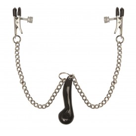 Клипсы для сосков, соединенные цепочкой с грузиком, Heavyweight Nipple Clamps