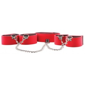 Чёрно-красный двусторонний комплект для бандажа Reversible Collar / Wrist / Ankle Cuffs